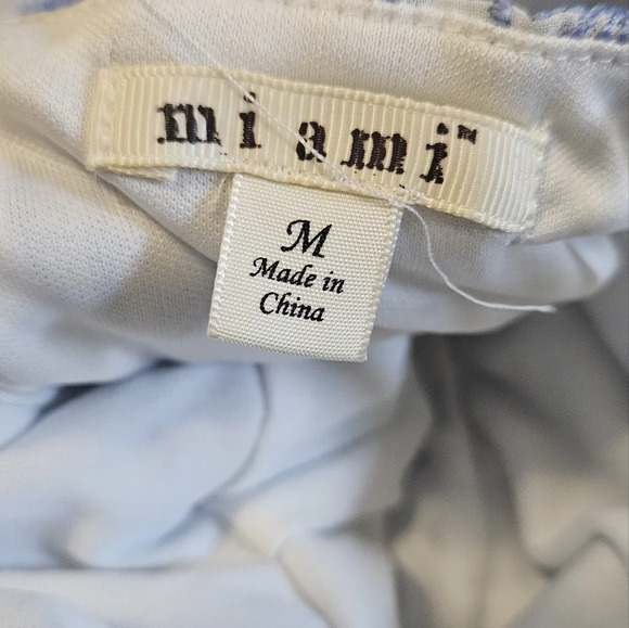 MI AMI Eyelet Lace Printed High Low Spaghetti Strap Sundress In Blue/white. MED - Picture 13 of 14